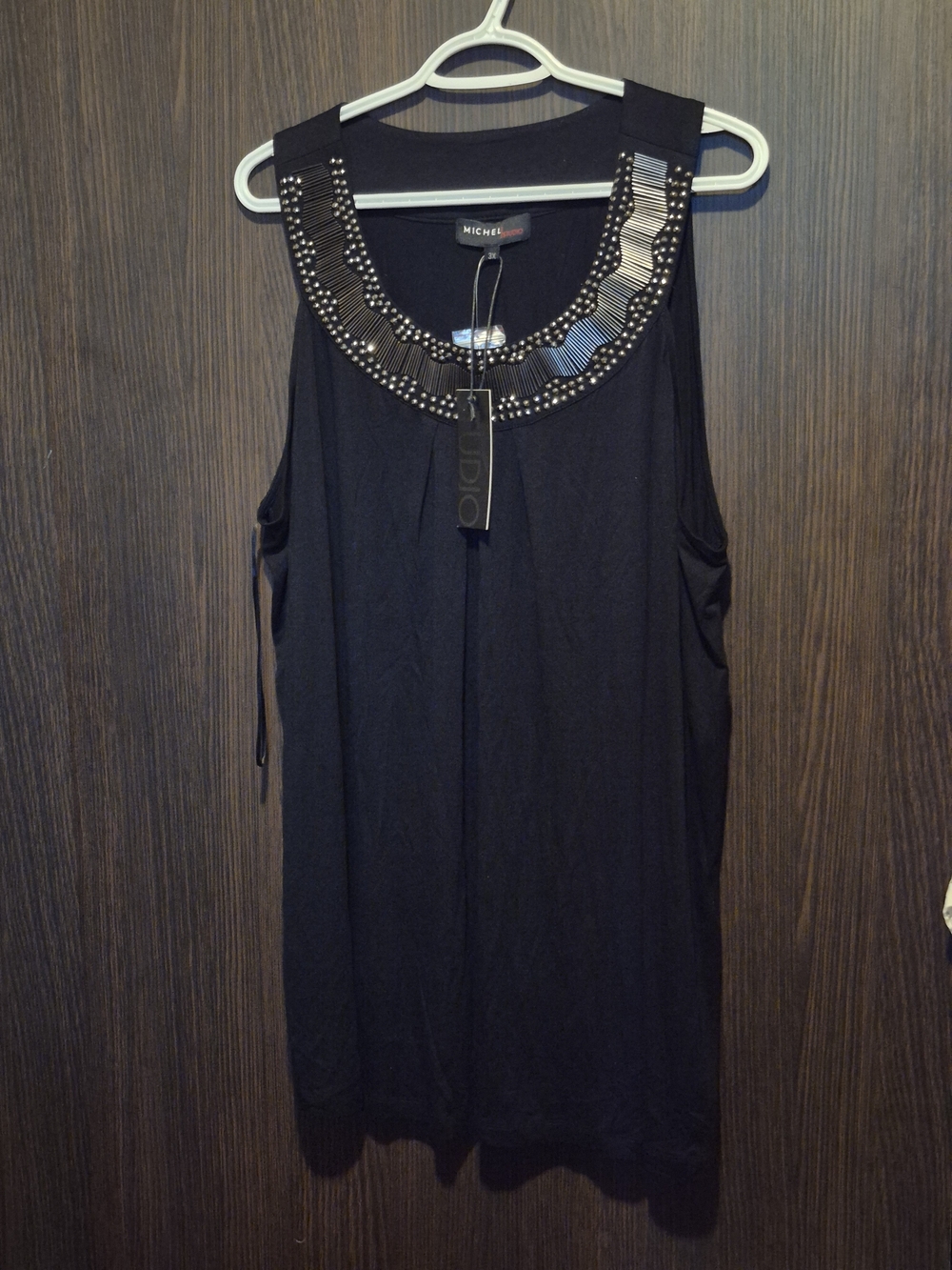MICHEL Studio Black Embellished Sleeveless Top Size: 3X